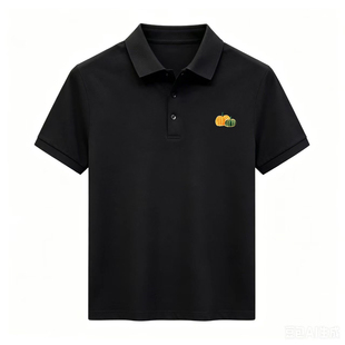 2025夏季新款南瓜刺绣POLO衫翻领商务休闲男士商务绣花款短袖t恤
