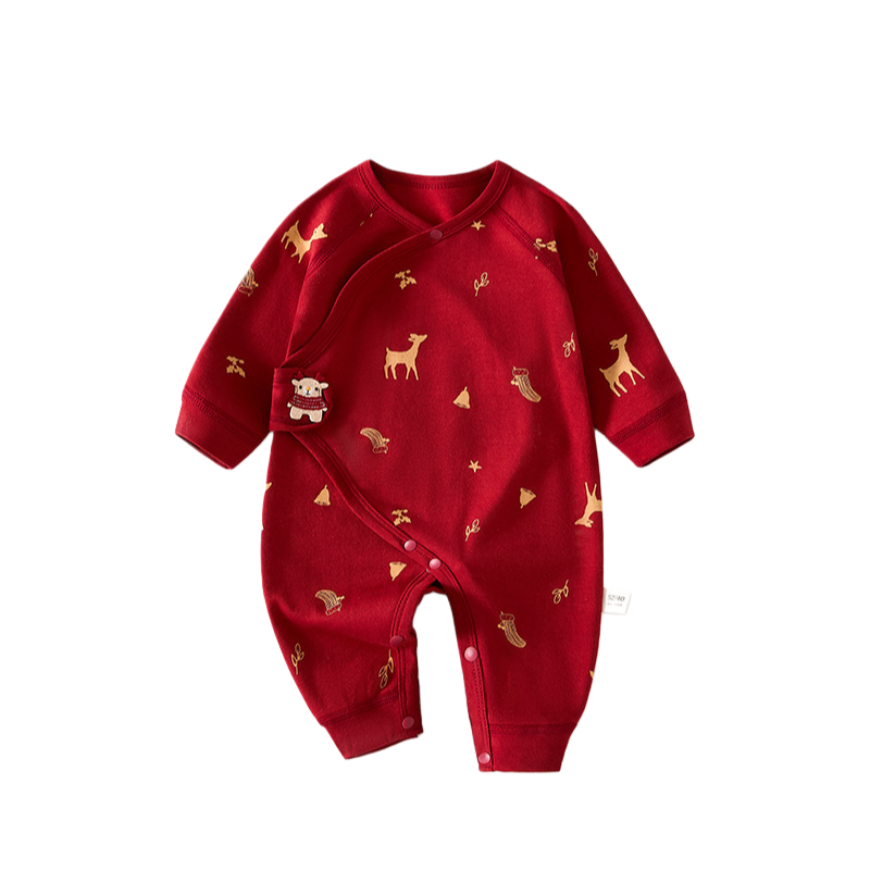 【撤柜专区】品牌专柜  初生婴儿衣服春秋装纯棉红满月宝宝连体衣