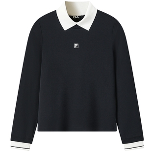 FILA Emerald斐乐女子针织长袖POLO衫2025冬新款时尚休闲基础上衣