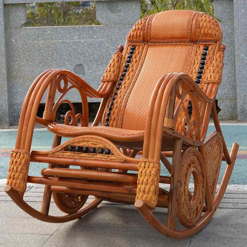 15藤编天然真藤摇椅大人家用椅藤椅摇摇躺椅懒人休闲椅老人结实阳