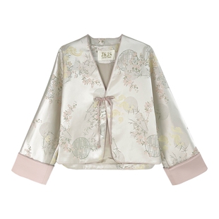 JKJS【青子衿】缎感提花国风外套春秋2026套装汉服上衣新中式女装