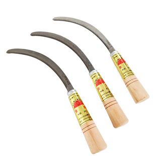 割草镰刀农用割韭菜割稻谷除草不锈钢锯齿弯刀铲草刀割禾专用连刀