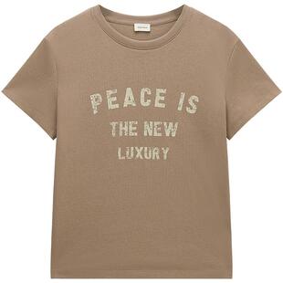 【新品】OCHIRLY欧时力 棉麻字母印花短袖t恤女休闲上衣2026春夏