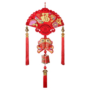 2026年春节装饰客厅挂件福字挂饰新年家居室内挂门墙上扇形中国结