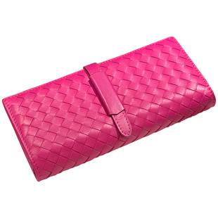 2025新款钱包女长款真皮手工编织大容量抽带羊皮折叠钱夹小众设计