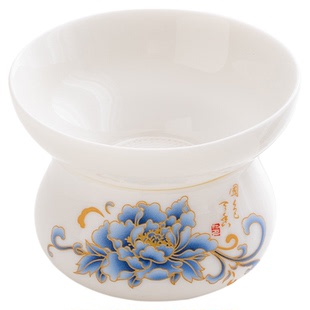 空蝉羊脂玉茶漏茶滤茶叶过滤器白瓷功夫茶具陶瓷过滤网茶隔茶底托