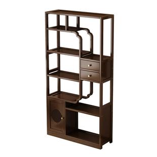 茶室博古架摆件茶具架子置物架新中式多宝阁非实木茶叶收纳柜书架