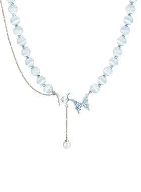 阿吉豆AJIDOU蝶光项链女夜光蝴蝶