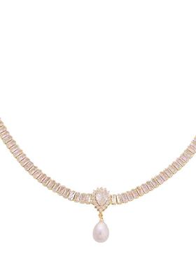 法式赫本风晚宴闪亮锁骨链choker性感迷人项链轻奢水滴高级感颈链