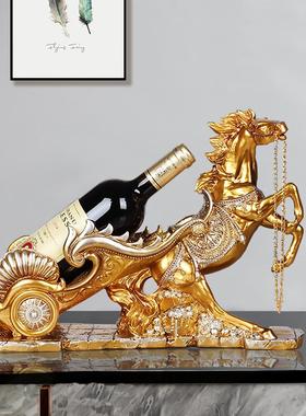 新疆包邮欧式创意双战马红酒架子摆件家用客厅高档时尚现代轻奢酒
