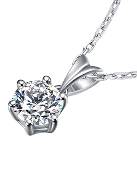 周丽莱吊坠项链女六爪镀铂金求婚