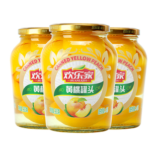 欢乐家 水果罐头900g*3瓶 橘子杨梅雪梨椰果黄桃罐头休闲零食正品
