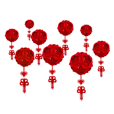 春节新年商场装饰布置无纺布吊饰