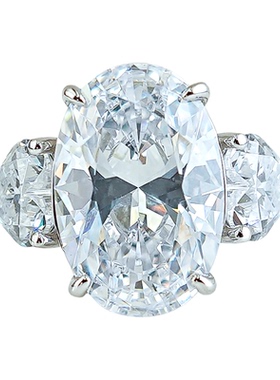 奢华气质鸽子蛋925银椭圆戒指