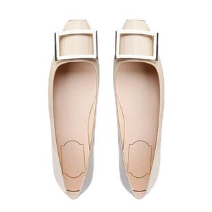 lady ww经典rv方扣小方头浅口高跟鞋女秋冬新款粗跟平底通勤单鞋