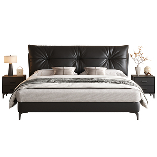 DDC酒窝真皮床主卧双人大床2025年新款意式极简软包1.5米现代简约