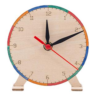 幼儿园钟表模型小学生认识时间学习2针手工DIY材料钟面教具两针联动12时24时儿童自制材料科技教具学生数学