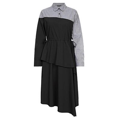 s.deer条纹不规则衬衫连衣裙