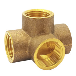 加厚铜角式四通接头螺纹 内牙 墙角试4分6分3/4铜4通接头管件配件