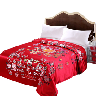 杭州丝绸被面软缎婚庆绸缎子被面结婚七彩织锦缎被面子龙凤百子图