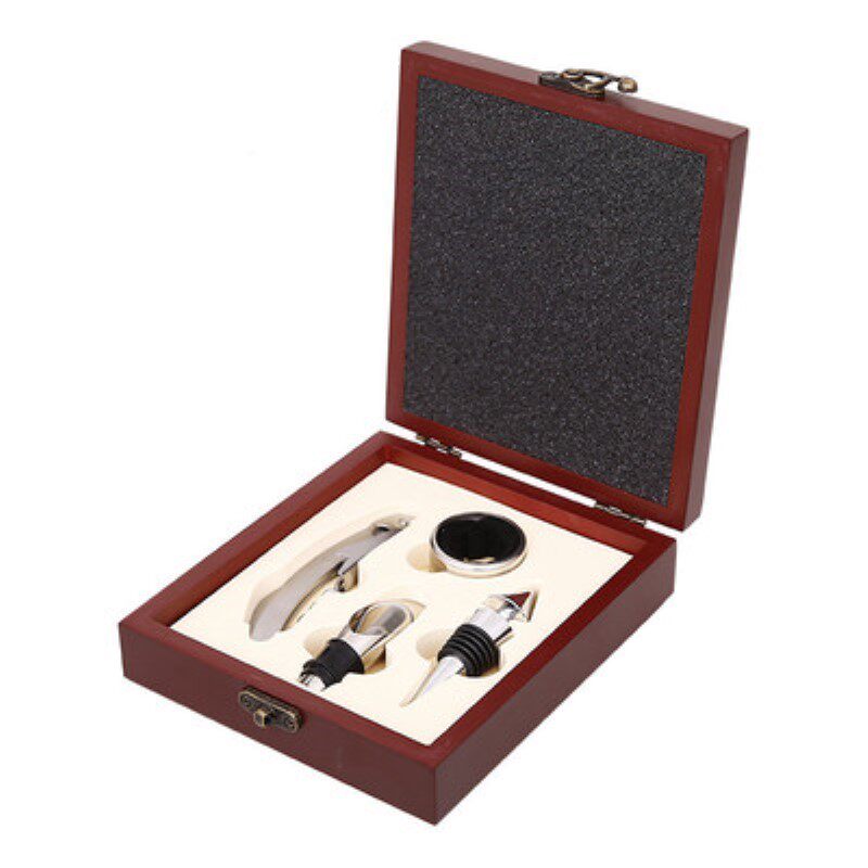 包邮红酒开瓶器套装木盒酒具套装啤酒开酒器礼品盒四件套可印logo