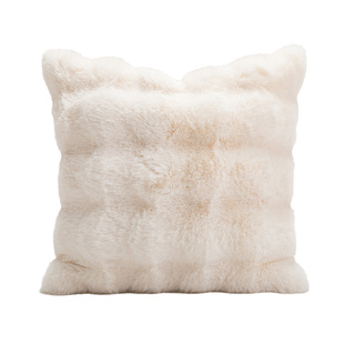 兔毛绒抱枕沙发客厅轻奢高级感靠枕套床头靠垫靠背奶油卧室软装