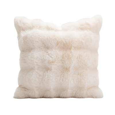 兔毛绒抱枕沙发客厅轻奢高级感靠枕套床头靠垫靠背奶油卧室软装