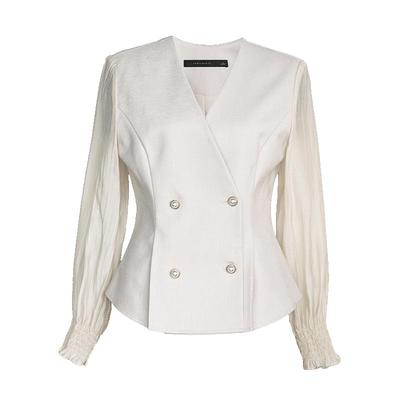 罗衣气质通勤拼接纯色衬衫