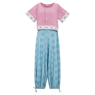 花朝记｜桃桃乐｜唐制汉服元素垂领背子灯笼裤印花舒适日常夏清凉