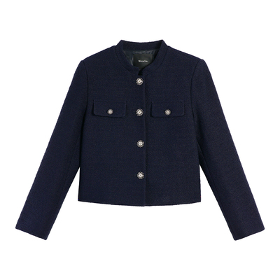 新中式小领羊毛开衫小香风外套