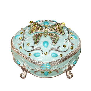 金属珐琅彩首饰盒手镯盒戒指耳钉首饰珠宝饰品收纳盒蝴蝶花蕊礼物