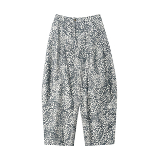 FYFTHX美式复古豹纹印花阔腿裤弯刀裤高个子女秋百搭宽松休闲长裤