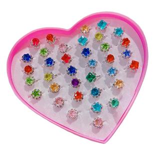 儿童戒指小公主水晶配饰女童钻石水钻宝石玩具首饰彩钻饰品礼物