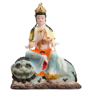 心造帝一文殊菩萨普贤菩萨仿汉白玉佛像家用佛堂文殊普贤神像摆件