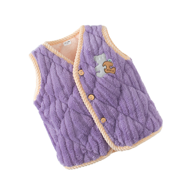 冬季夹棉法兰绒马甲加厚家居服