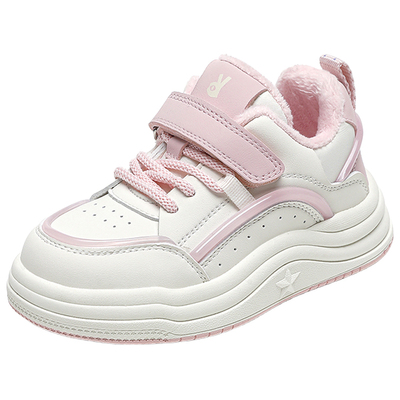安奈儿女童白色运动鞋加绒二棉鞋