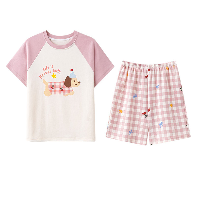 猫人少女夏季纯棉家居服套装