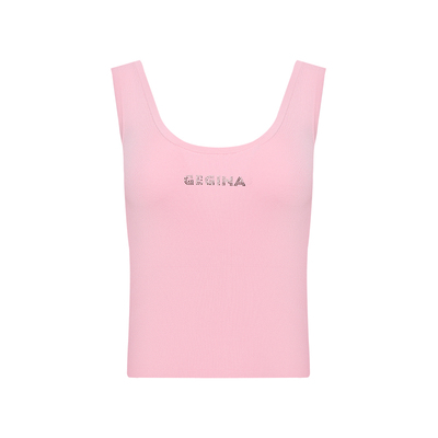 GEGINA吉吉娜女装春夏新品烫钻字母吊带背心短款修身内搭上衣女
