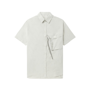 IT Tamme男装宽松短袖衬衫新款帅气有型翻领半袖纯色上衣4S0164MM