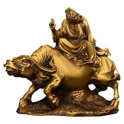 老子玄关骑牛醉芒纯铜铜像出关