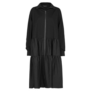 sdeer圣迪奥冬装女装个性立领碎褶拼接宽松连衣裙S244Z1209