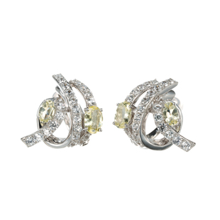 GSTV时尚Mia伪穿刺耳夹女士金黄色椭圆宝石银色耳饰轻奢pierring