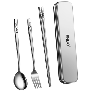 德国膳大皇316不锈钢便携餐具学生筷子勺子套装外带餐具收纳盒子