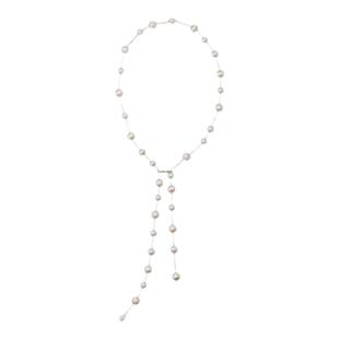 拉丝银球串珠项链女小众设计高级感长款毛衣链气质叠戴锁骨链颈链