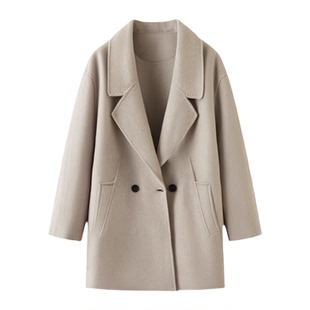 中款双面羊绒羊毛大衣女小个子西装呢子秋冬新款时尚妈妈毛呢外套