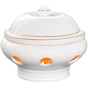 酒店会所金边宫廷鱼翅网鲍盅蜡烛保温明炉佛跳墙镂空汤盅陶瓷餐具