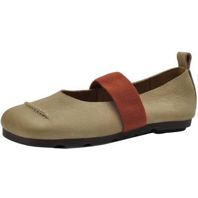 头层牛皮软底单鞋女浅口