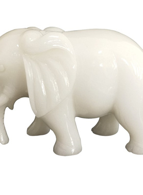 天然阿富汗白玉吸水象摆件