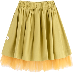 播broadcute童装半身裙秋季新款女童纯棉松紧腰身A字版型KGQ3B420