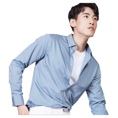 2021年秋季蓝色修身亲肤长袖衬衫